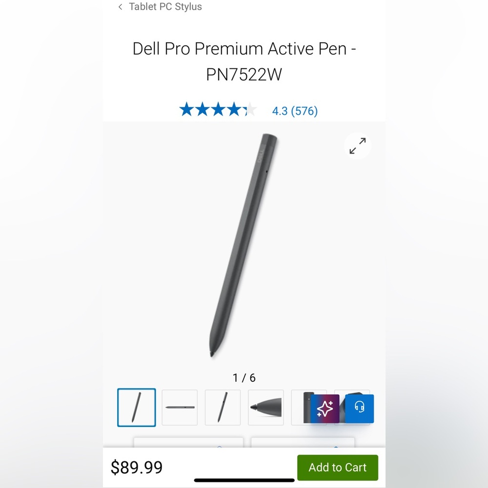 Dell Active Pen in Dark Gray